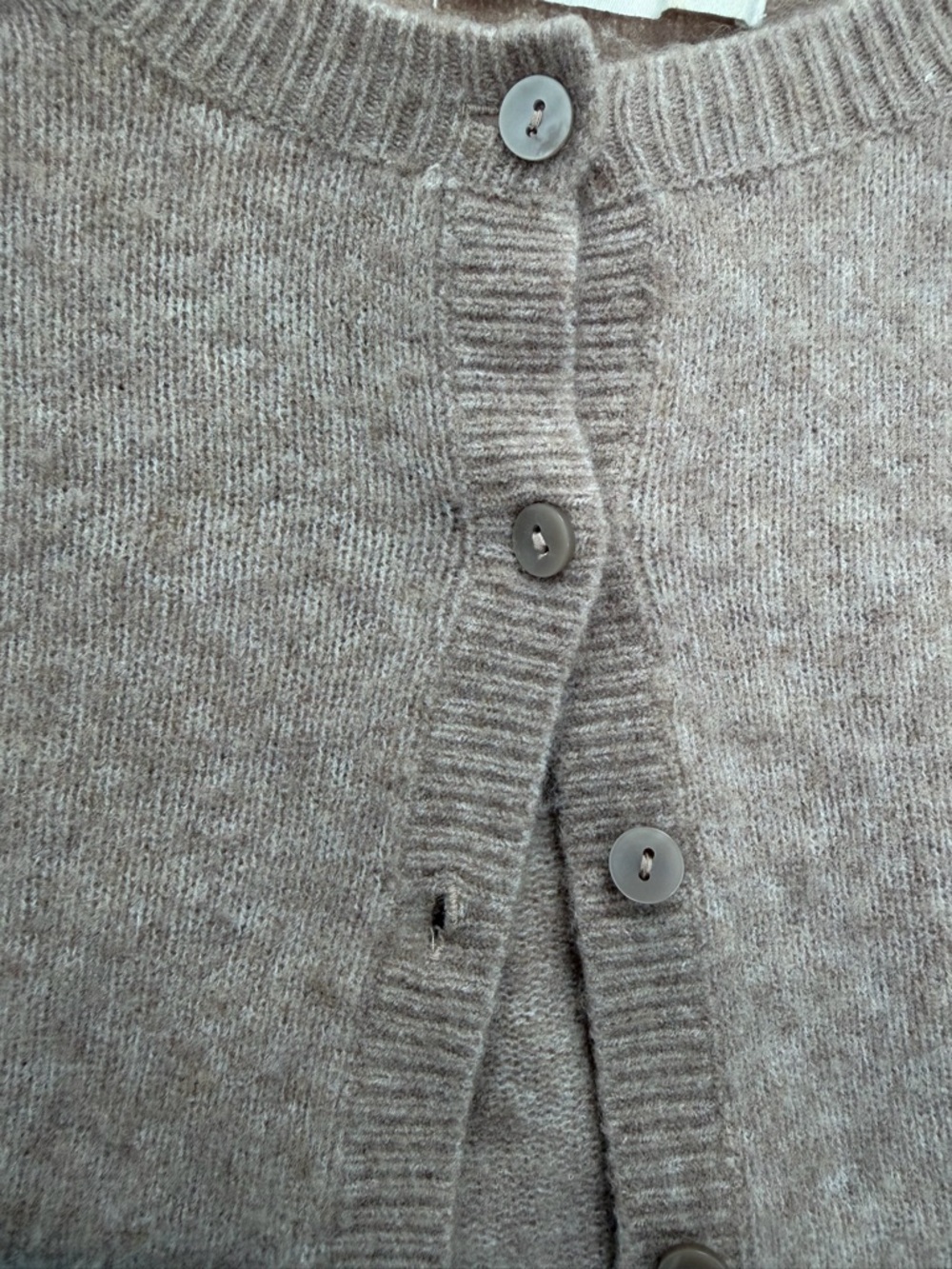 Abercrombie & Fitch Taupe Cropped Button-Front Women's Cardigan - Picture 3 of 5